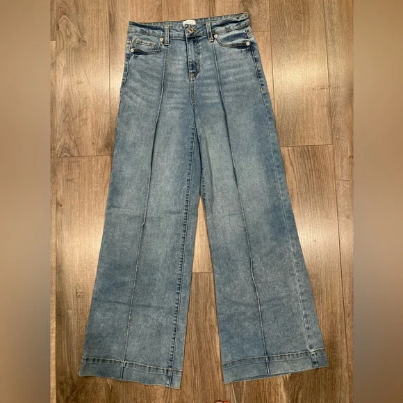 Wide Leg Blue Denim Jeans - Picture 2 of 5